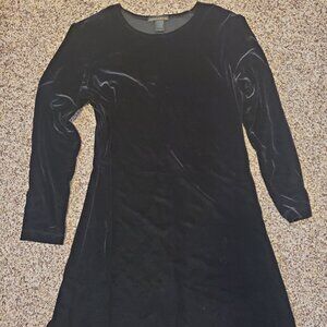 Women's Black Velvet Long Sleeved Dress, Size 12